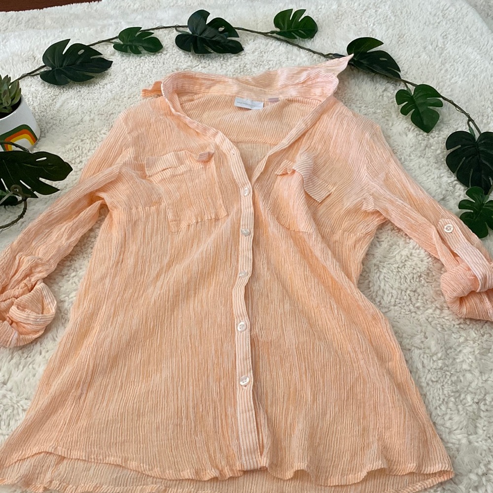 NY & Co. Peach Button Down Medium